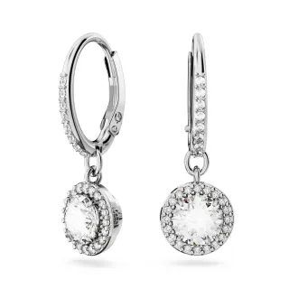 【SWAROVSKI 施華洛世奇】官方直營 Una Angelic 水滴形耳環 密鑲 鍍白金色 | 5636270