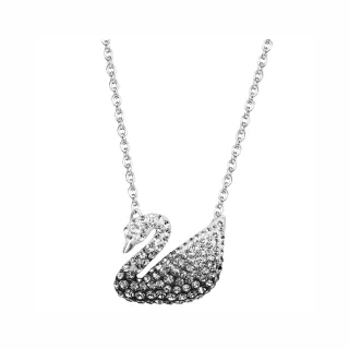 【SWAROVSKI 施華洛世奇】官方直營 Swan 鏈墜 天鵝 灰色 鍍白金色 | 5614103