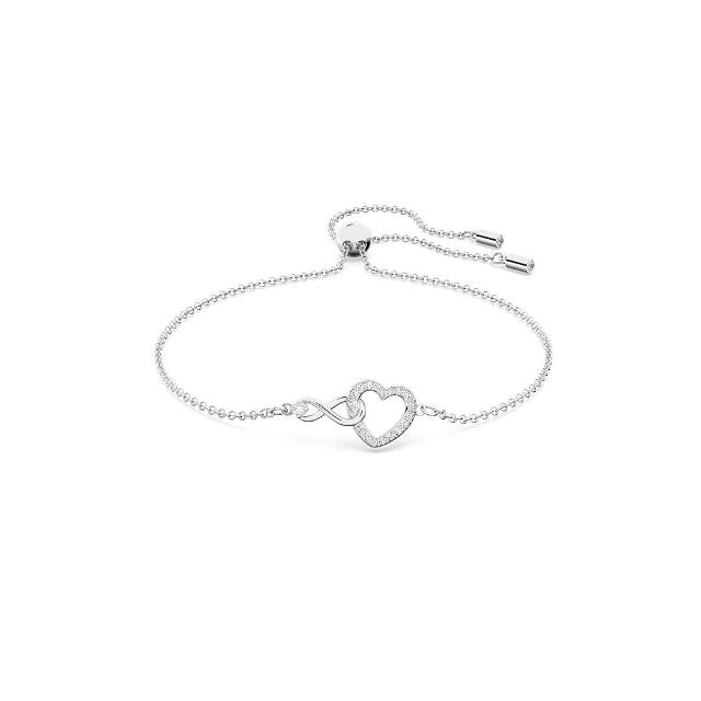 【SWAROVSKI 施華洛世奇】官方直營 Infinity 手鏈 無限符號和心形 愛心 鍍白金色  | 5524421