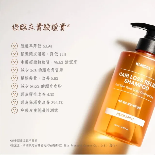 【KUNDAL 昆黛爾】啤酒酵素防脫髮洗髮露 500ml〈不含矽靈〉
