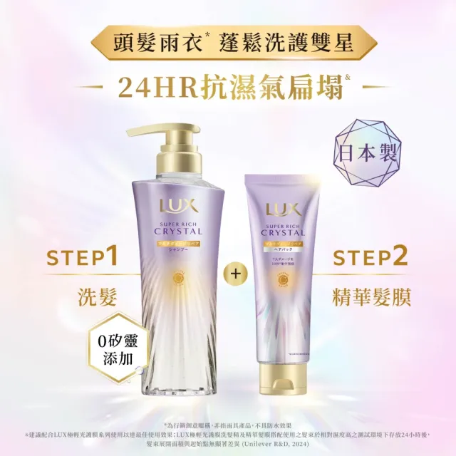 【LUX 麗仕】日本製 極輕光護膜精華髮膜180ml(頭髮雨衣 護色聚光/蓬鬆修護)