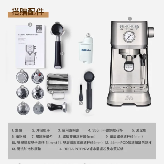 【SOLIS】BARISTA PERFETTA PLUS 家用半自動義式咖啡機(神秘黑)
