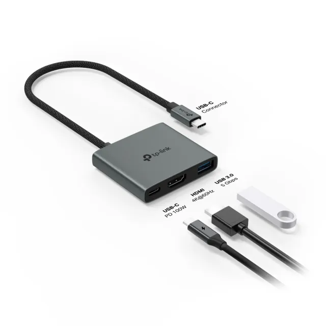 【TP-Link】UH3020C Type-C 3合1多功能轉接器 3埠HUB集線器 HDMI USB3.0 PD快充