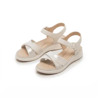 【FAIR LADY】芯太軟 扭結柔軟羊皮輕量厚底涼鞋(白/2E3171 女鞋)