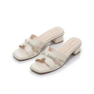 【FAIR LADY】芯太軟 精品晶鑽低跟寬版拖鞋(白/2E3172 女鞋)