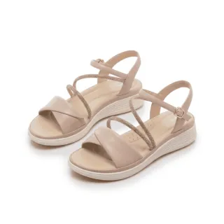 【FAIR LADY】芯太軟 扭結鑽條繞踝帶輕量厚底涼鞋(粉/2E3174 女鞋)