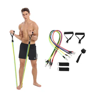 【DREAMCATCHER】11件豪華組 拉力繩(彈力繩/拉力帶/彈力帶/阻力帶/阻力繩/健身/瑜珈繩/有氧運動)