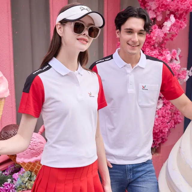 【LEIDOOE】簡約拼接百搭女短polo衫(36605)白