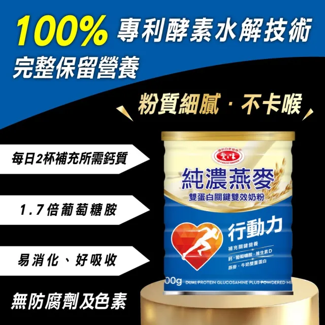 【愛之味】純濃燕麥雙蛋白關鍵雙效奶粉x1入(600g) (奶素)