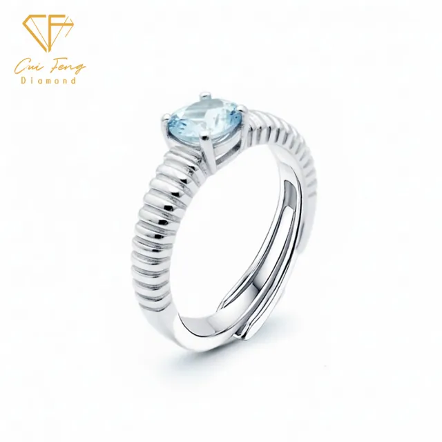 【CF Diamond】戒指 天然海藍寶石 40分《冰晶》雙11(女戒 鑽戒 禮物 生日)