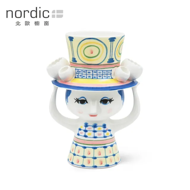 【北歐櫥窗】Bjorn Wiinblad Lady with Hat 帽子女士 手繪花瓶（H 20.5 cm、藍）