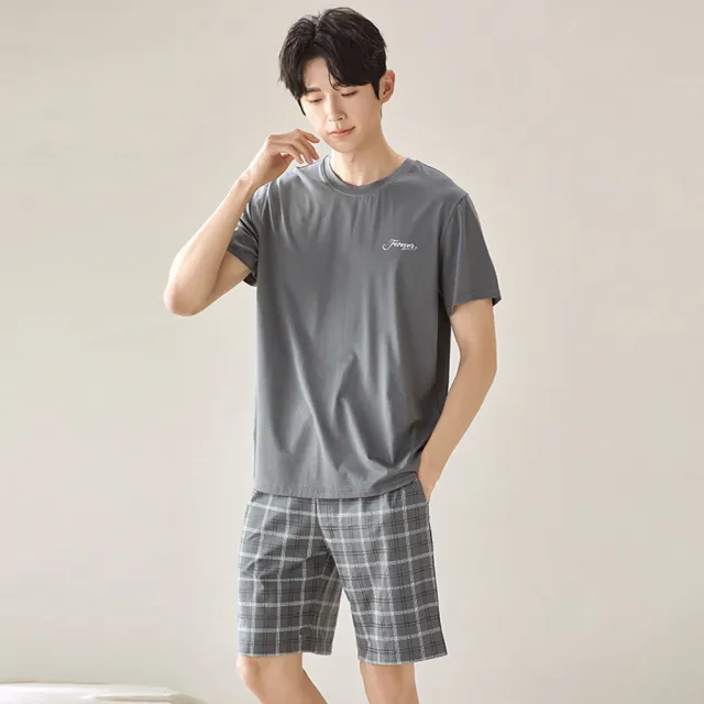 【seeyu】男睡衣套裝 夏季短袖短褲睡衣 棉質透氣男居家服 舒適寬鬆家居服 男生休閒睡衣 夏天薄款睡衣