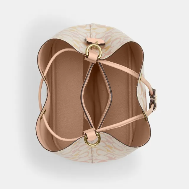 【COACH】蔻馳官方直營 精美經典標誌ROWAN水桶包-IM/粉筆白色/粉色(CEL14)