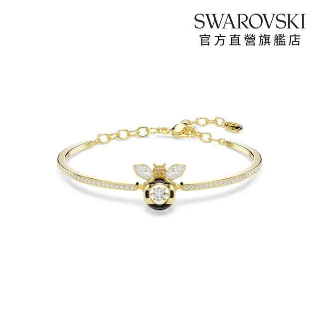 【SWAROVSKI 施華洛世奇】官方直營 Idyllia 手鐲 混合式切割 蜜蜂 漸層色 鍍金色色調 | 5742679
