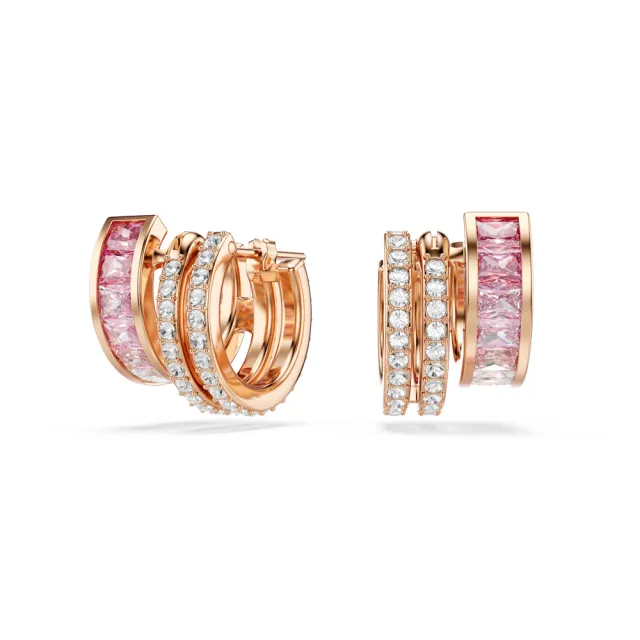 【SWAROVSKI 施華洛世奇】官方直營 Connexus 大圈耳環 粉紅色 鍍玫瑰金色調 | 5741333  (情人節禮物)