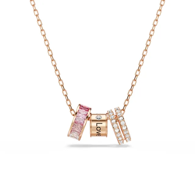 【SWAROVSKI 施華洛世奇】官方直營 Connexus 鏈墜 粉紅色 鍍玫瑰金色調 | 5741332 (情人節禮物)