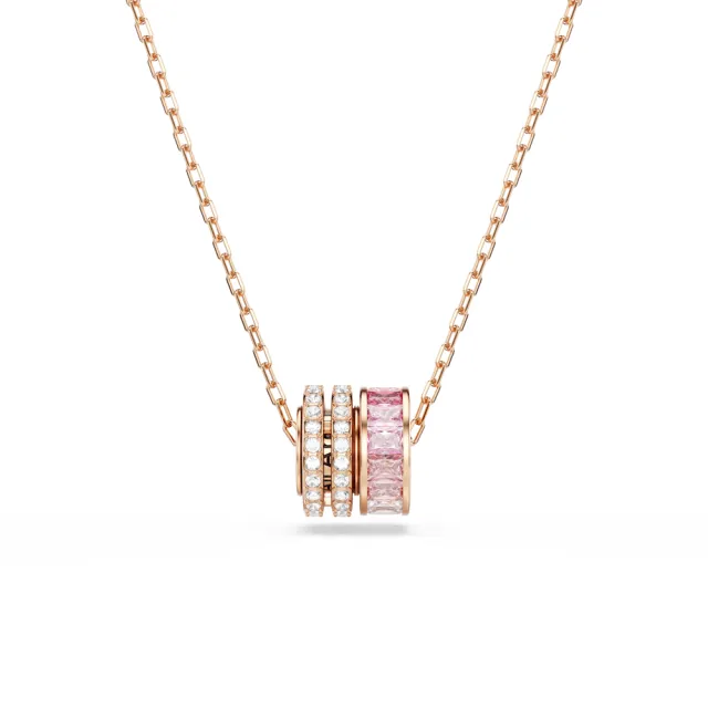 【SWAROVSKI 施華洛世奇】官方直營 Connexus 鏈墜 粉紅色 鍍玫瑰金色調 | 5741332 (情人節禮物)