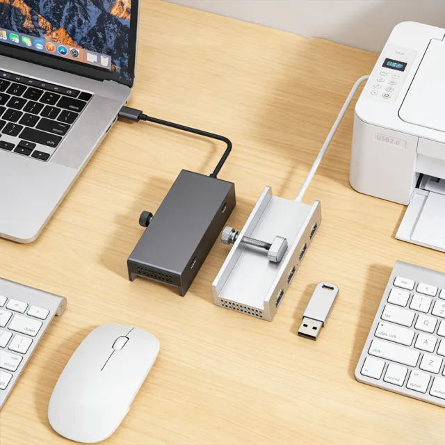 【OMG】4口USB集線器 USB2.0擴展塢 顯示器固定卡扣式USB HUB 即插即用高速傳輸 USB擴充器（電腦筆電適用）