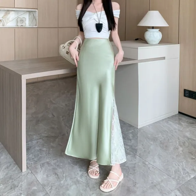 【巴黎精品】現貨限搶 女緞面半身裙法式絲質長裙大碼洋裝(高腰魚尾裙a1fq1)