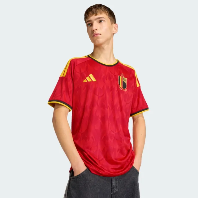 【adidas 愛迪達】世界盃 比利時 主場球迷版 短袖球衣  吸濕排汗 男 JM8381