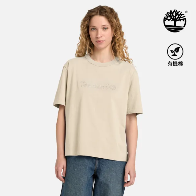 【Timberland】女款淺卡其色寬版短袖T恤(A43VF260)