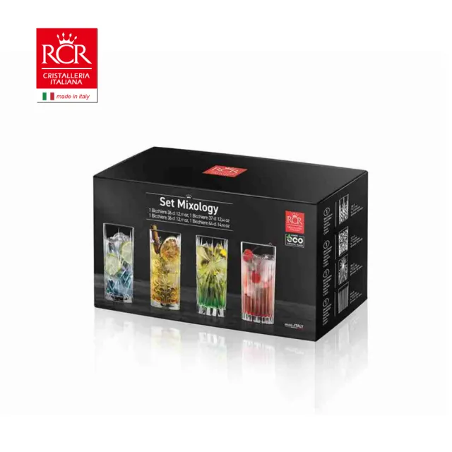 【RCR】義大利原裝 Mixology系列 復古刻花無鉛水晶 雞尾酒高杯/高球杯禮盒｜頂級贈禮推薦