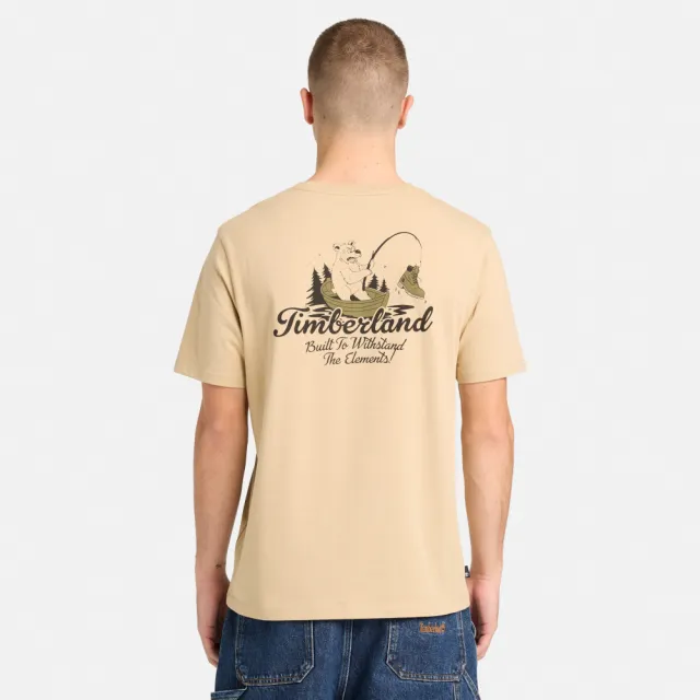 【Timberland】男款淺黃色小熊圖案短袖T恤(A5S46A7K)