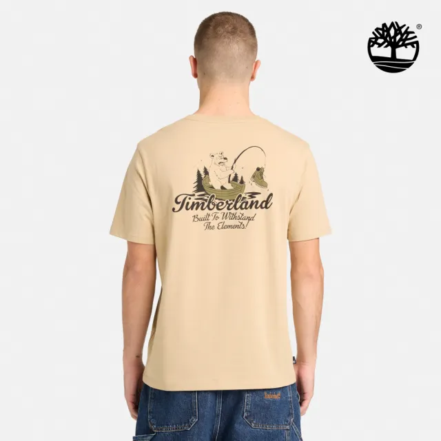【Timberland】男款淺黃色小熊圖案短袖T恤(A5S46A7K)