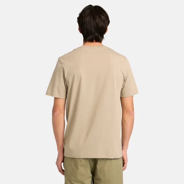 【Timberland】男款米色印章圖案短袖T恤(A5S7ADH5)
