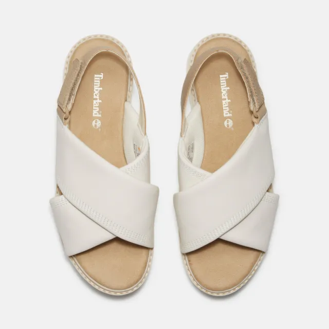 【Timberland】女款象牙白後帶式皮革涼鞋(A415JETD)