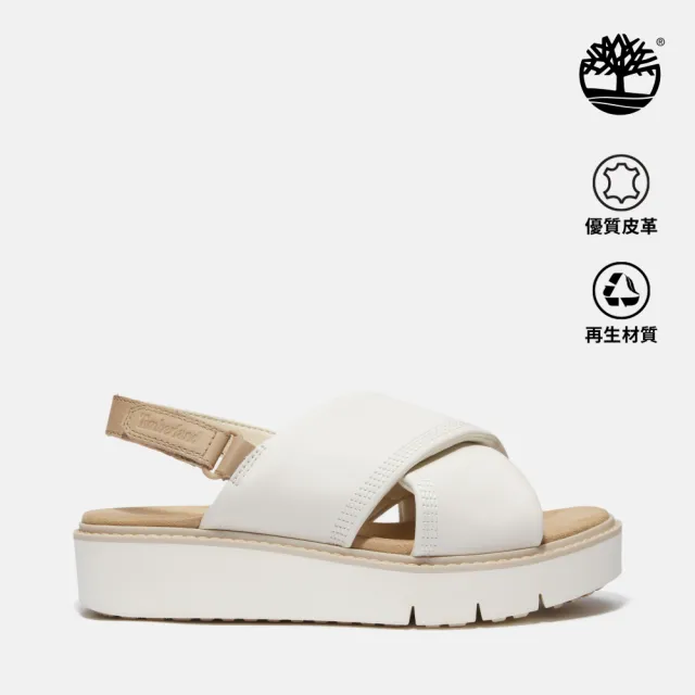 【Timberland】女款象牙白後帶式皮革涼鞋(A415JETD)