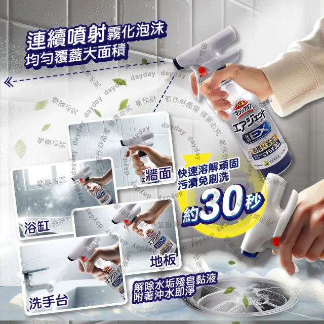 【Kao 花王】日本KAO花王-Air Jet強速連射洗淨力浴室清潔泡沫噴霧390ml/清香藍瓶(衛浴地板防汙漬芳香防霉
