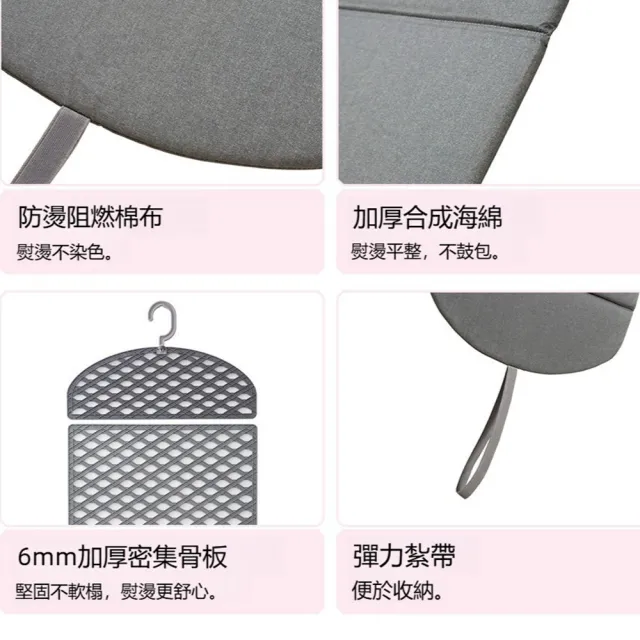 【Quality 聚家】可掛式燙衣板 折疊熨燙墊 便攜式熨燙板 透氣燙衣板 圓潤肩部/方便攜帶/阻燃棉布/雙面可熨