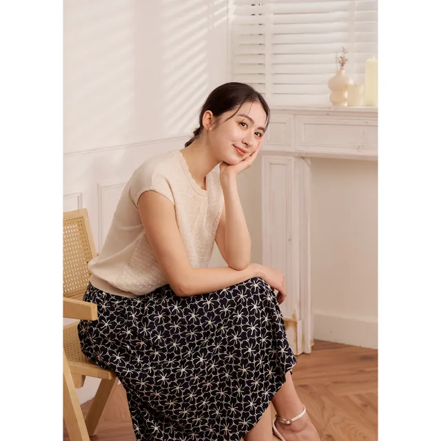 【perng yuh 芃諭名品】繁花入夢 輕棉感 刺繡 散襬裙(2026 SS Collection|5A春夏新品上市)