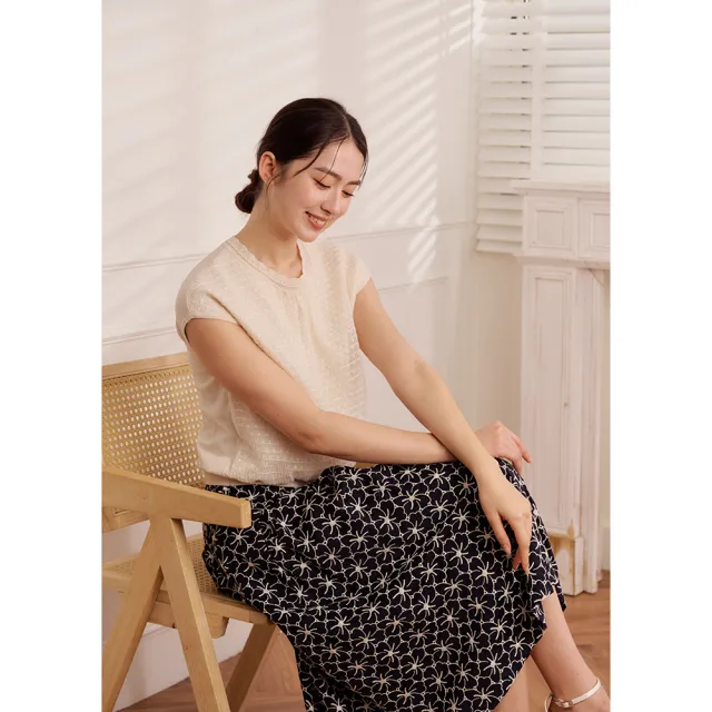 【perng yuh 芃諭名品】繁花入夢 輕棉感 刺繡 散襬裙(2026 SS Collection|5A春夏新品上市)