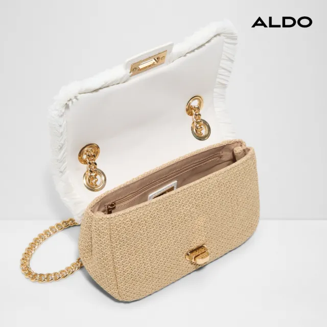 【ALDO】THALYA-春夏編織翻蓋鍊帶肩背包/斜背包(米色)