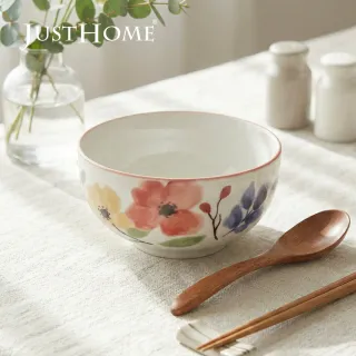 【Just Home】映花陶瓷5吋飯碗400ml(可微波 碗 湯碗 湯缽 麵碗 拉麵碗)