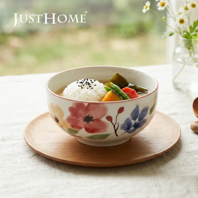 【Just Home】映花陶瓷5吋飯碗400ml(可微波 碗 湯碗 湯缽 麵碗 拉麵碗)