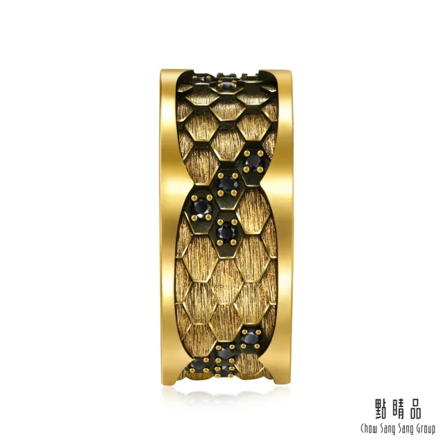 【點睛品】黑曜魅影 黃金黑鑽石戒指