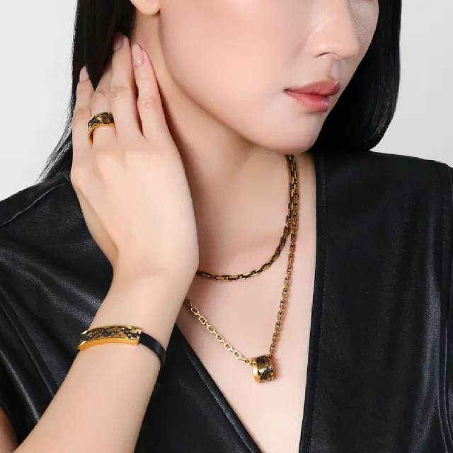 【點睛品】黑金線條 黃金項鍊_計價黃金