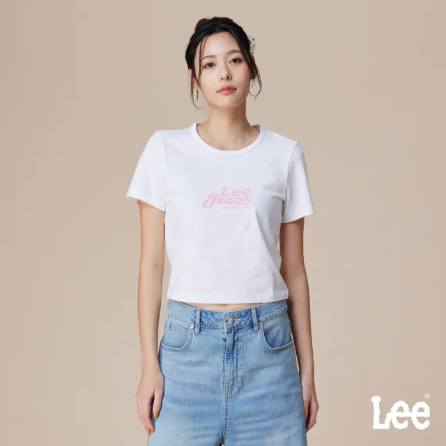 【Lee】女裝 短袖T恤 / 短版 胸前Lee Jeans印花 共2色 標準版型 / LB602032K14 LB602032735