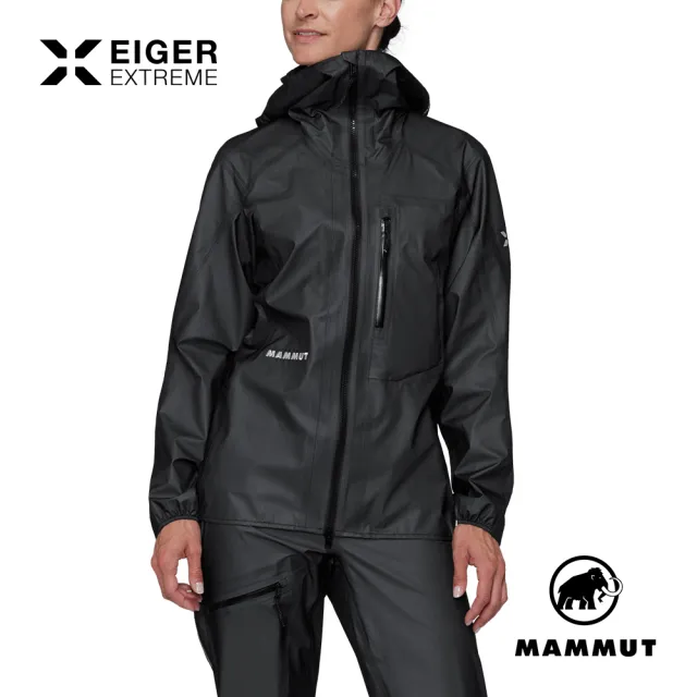 【Mammut 長毛象】Eiger Nordwand Light HS Hooded 極限艾格GTX防風防水連帽外套 黑色 女款 #1010-32510