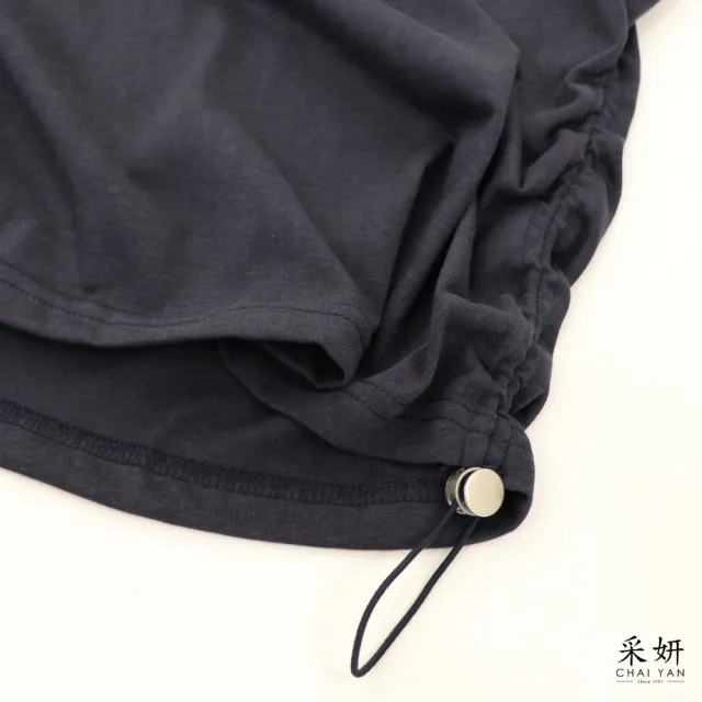 【CHAI YAN 采妍】塗鴉竹節棉連肩短袖上衣(春夏新款-65-78公斤可穿)