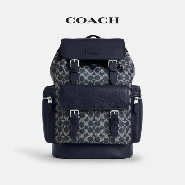 【COACH】蔻馳官方直營 SPRINT撞色經典標誌雙肩包 後背包-藍色(CBI12)