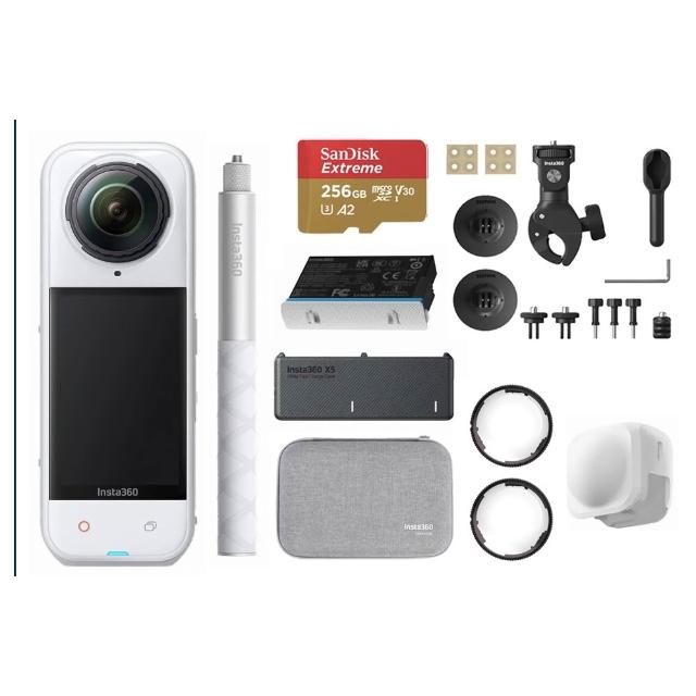 【Insta360】X5 8K全景運動相機 萬能套裝 皓月白 摩托車配件套餐組(原廠公司貨)