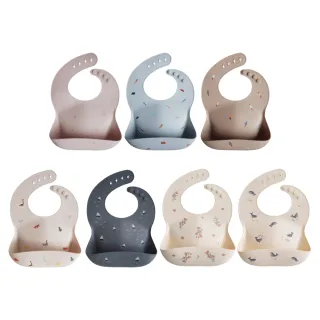 【Mushie】mushie官方直營 矽膠立體圍兜 寬口立體 寶寶圍兜 吃飯圍兜 防水防髒 食品級矽膠 可折疊好攜帶