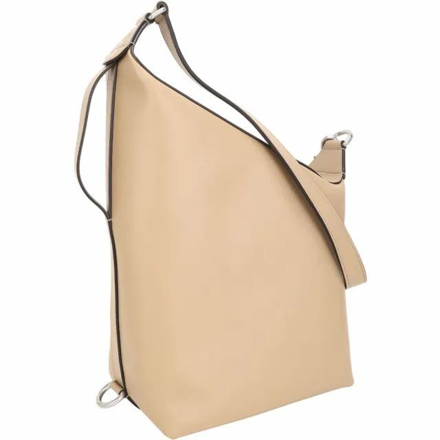 【TOD’S】TODS Meda 壓紋牛皮梯形廓型手提 肩斜背包-奶茶色(義大利手工皮革)