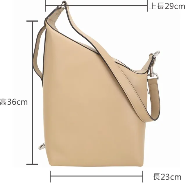 【TOD’S】TODS Meda 壓紋牛皮梯形廓型手提 肩斜背包-奶茶色(義大利手工皮革)