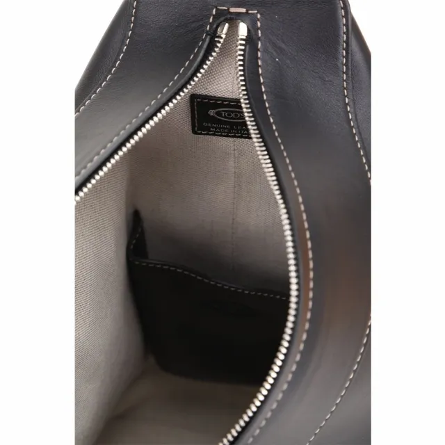 【TOD’S】TODS Meda 壓紋牛皮梯形廓型手提 肩斜背包-黑色(義大利手工皮革)
