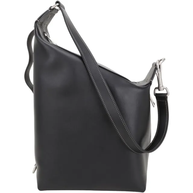 【TOD’S】TODS Meda 壓紋牛皮梯形廓型手提 肩斜背包-黑色(義大利手工皮革)